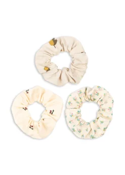 Store Konges Sløjd 3 pak scrunchie stor - CHERRY/LEMON/FLEUR COLORÈ cherry/lemon/fleurcolorè