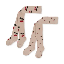 Store Konges Sløjd 2 pak strømpebukser - BIG CHERRY/CHERRY bigcherry/cherry