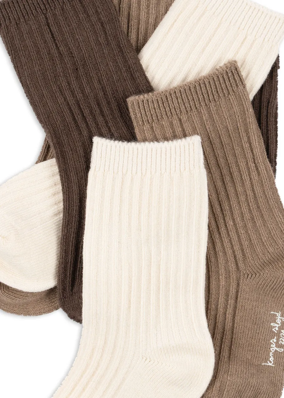 Clearance Konges Sløjd 3 pak strømper - sand/hazel/shitake