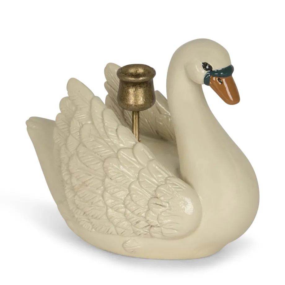 New Konges Sløjd swan lysestage - creme