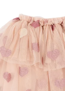 Outlet Konges Sløjd TULLIE NEDERDEL - HEART ROSE GLITTER heartroseglitter