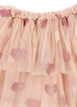 Outlet Konges Sløjd TULLIE NEDERDEL - HEART ROSE GLITTER heartroseglitter
